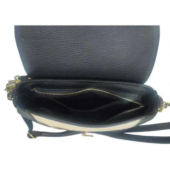 Charlie Leather Adeluccina Black Leather & Fur SM/Med Shoulder Bag/Crossbody-NWT - Picture 7 of 13